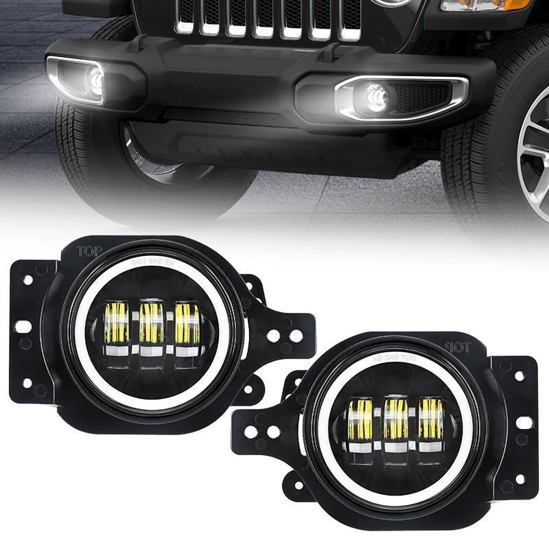 9" Halo LED Headlights With DRL & Amber Turn Signals & LED Halo Fog Lights For 2018+ Jeep Wrangler JL And Gladiator JT