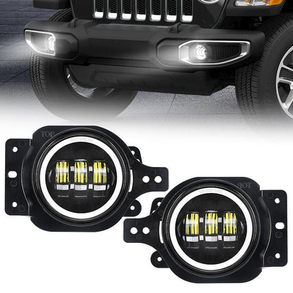 9" Halo LED Headlights With DRL & Amber Turn Signals & LED Halo Fog Lights For 2018+ Jeep Wrangler JL And Gladiator JT
