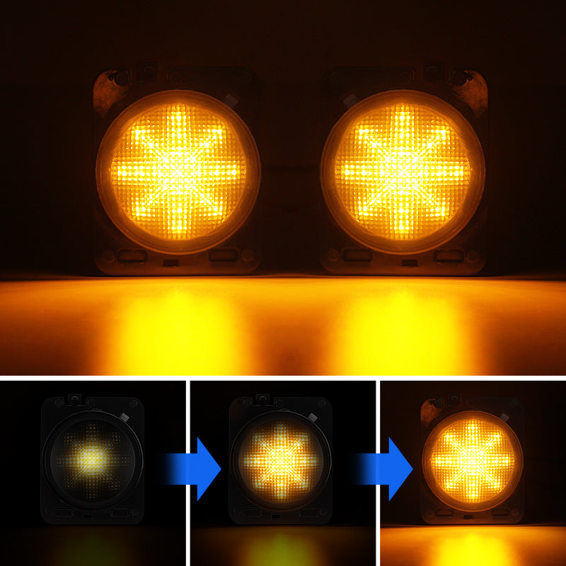 Snowflake Style LED Front Fender Side Smoked Turn Signal Lights for 2007-2018 Jeep Wrangler JK