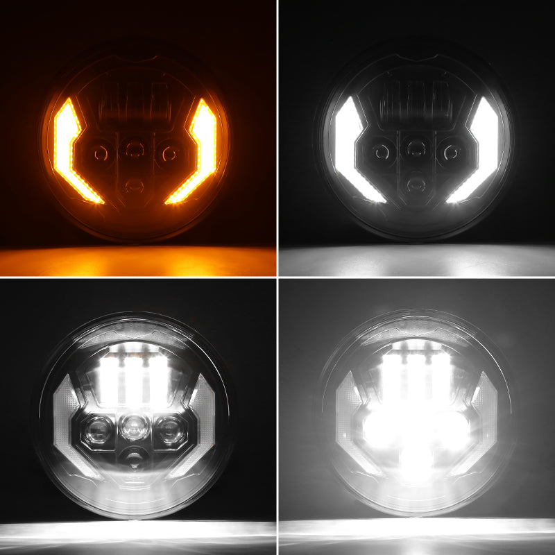 7" LED Lights Round LED Headlights With Turn Signals & Fog Lights for Jeep Wrangler JK