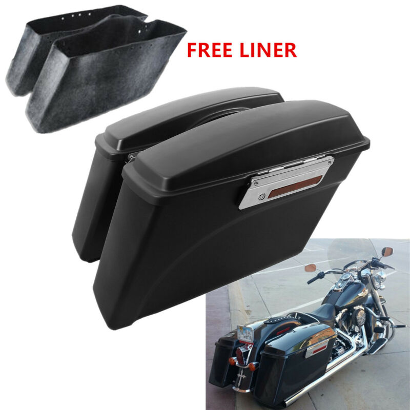Matte Black Hard Motorcycle Saddlebags For Harley Softail Touring Road Street Glide 93-13