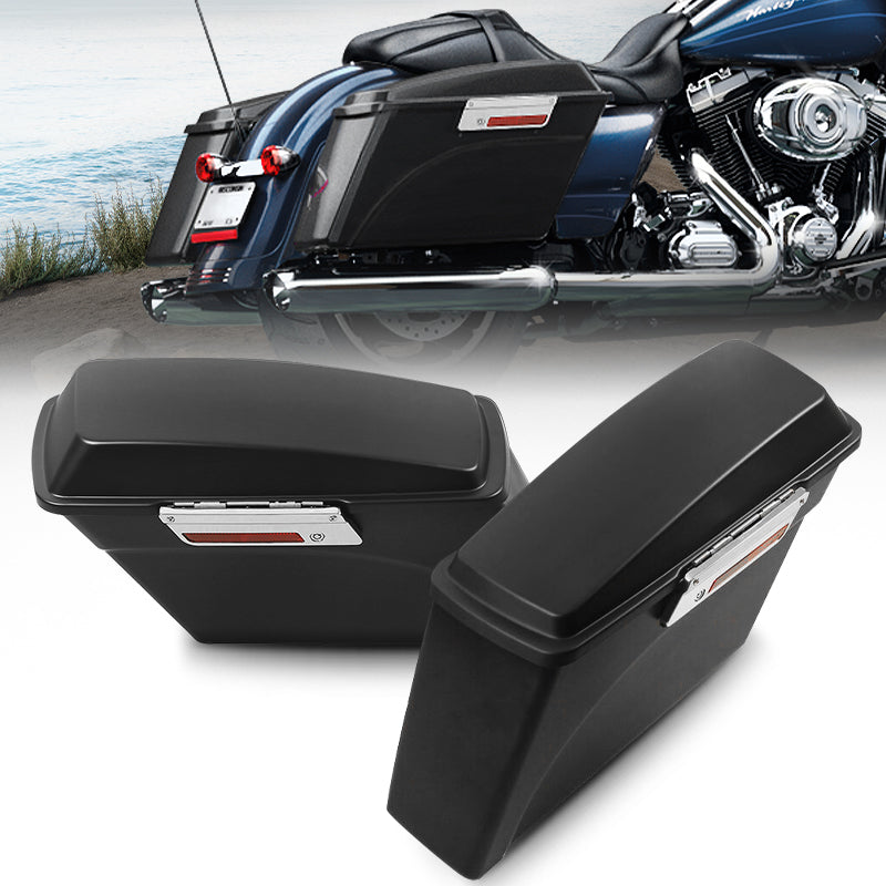 Matte Black Hard Motorcycle Saddlebags For Harley Softail Touring Road Street Glide 93-13