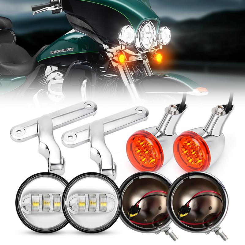 Harley Motorcycle 4.5 LED Fog Lights + Turn Signals Combo