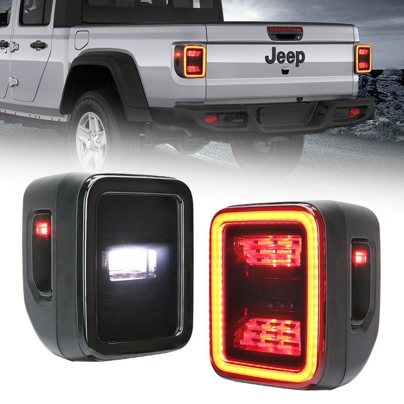 Newest Multi-Function Smoked LED Tail Lights For Jeep Wrangler JT 2020-2021