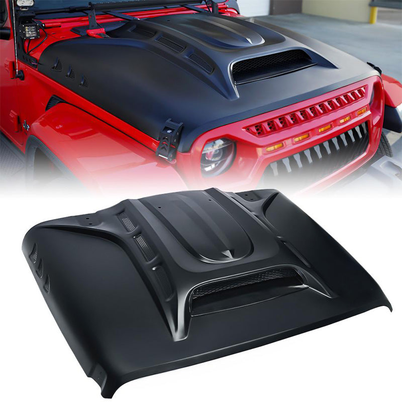 Piranha Series Hood with Functional Air Vents for 2018+ Jeep Wrangler JL and Gladiator JT