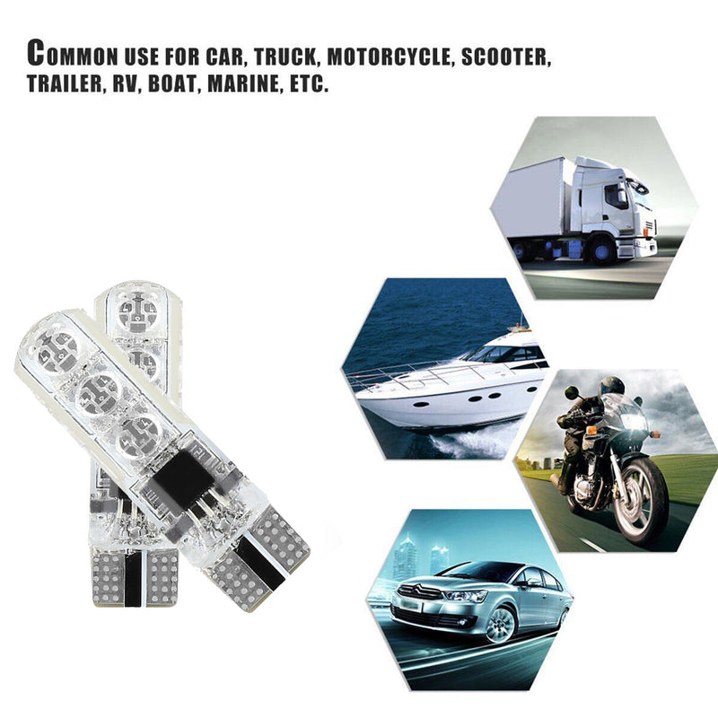 T10 6SMD 5050 RGB LED Car Interior Light Bulbs w/Remote Control