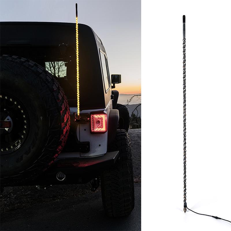 Radio Antenna With Spiral Amber LED Whip Lights