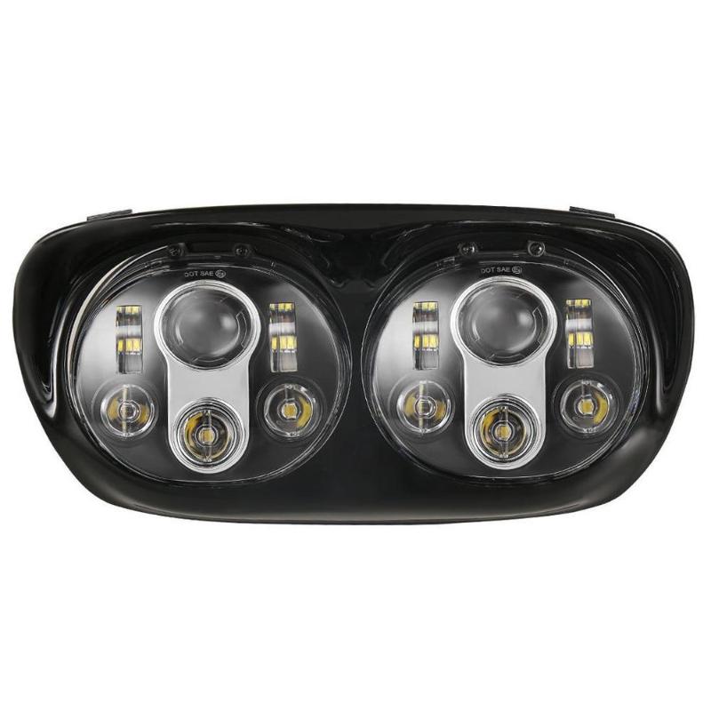 Road-Glide Dual LED Motorcycles Halo Headlight Assembly black
