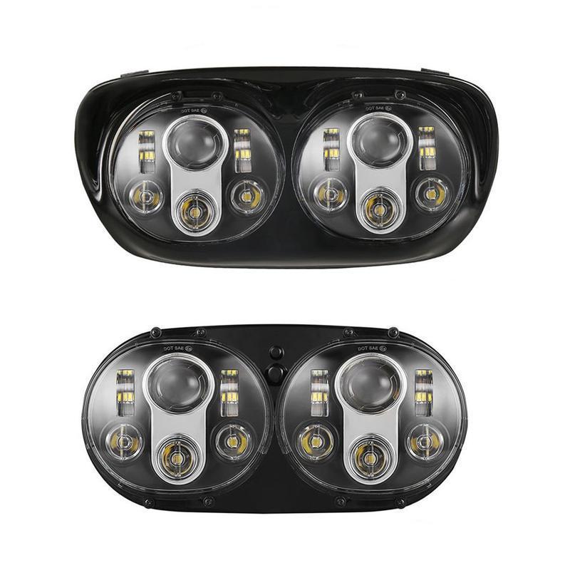 Road-Glide Dual LED Motorcycles Halo Headlight Assembly black