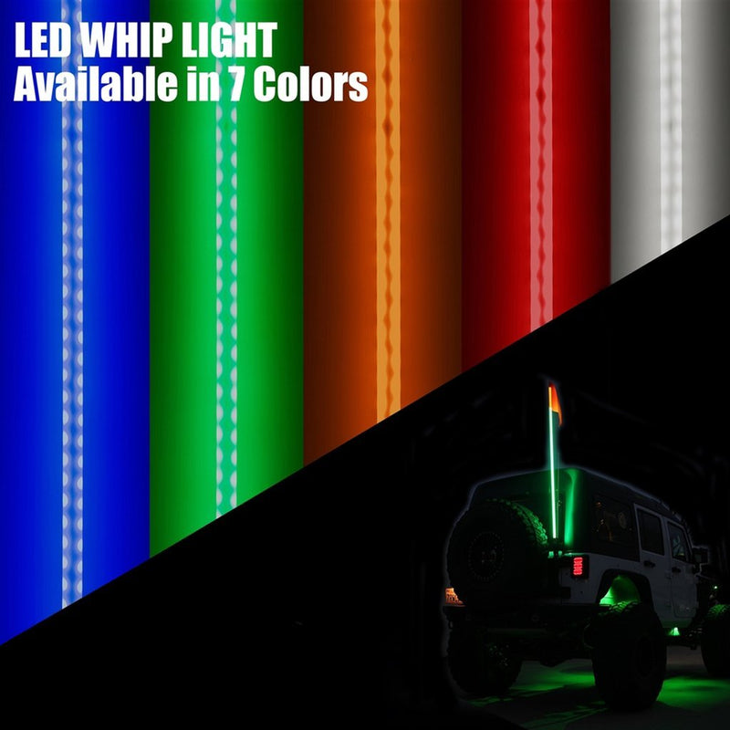 Single 7 Color LED Flag Pole Antenna Whip Lights