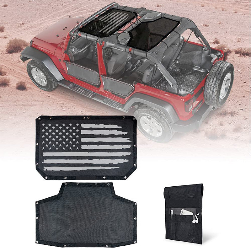 Top Mesh Sun Shade for 2007-2018 Jeep Wrangler JKU 4 Door