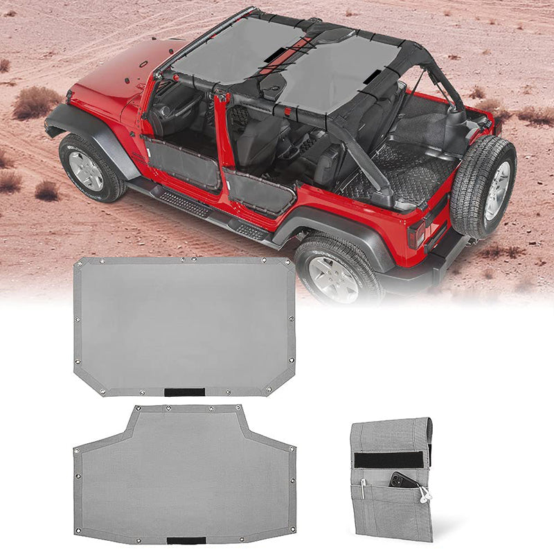 Top Mesh Sun Shade for 2007-2018 Jeep Wrangler JKU 4 Door