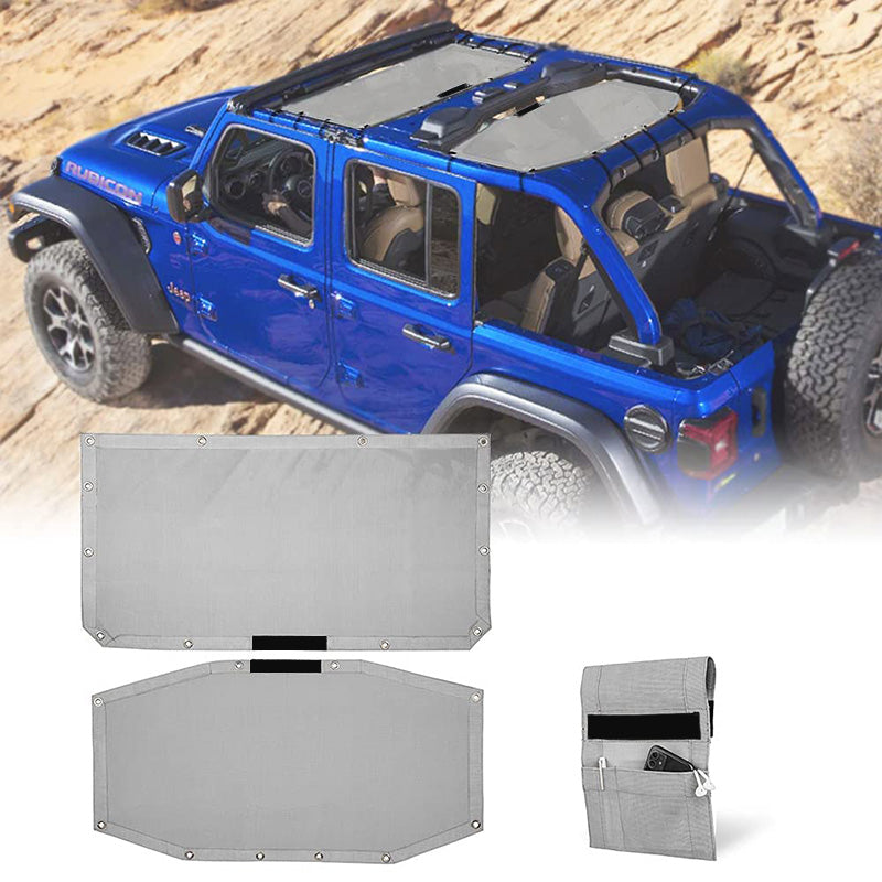 Top Mesh Sun Shade for 2018+ Jeep Wrangler JLU 4 Door
