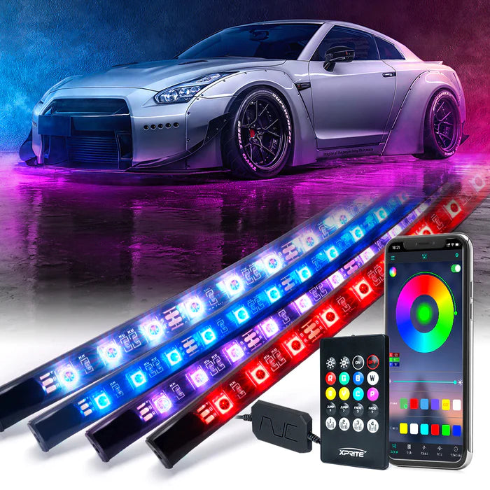 8 Color Battle Series RGB LED Underbody Glow Kit with Remote Control and Bluetooth