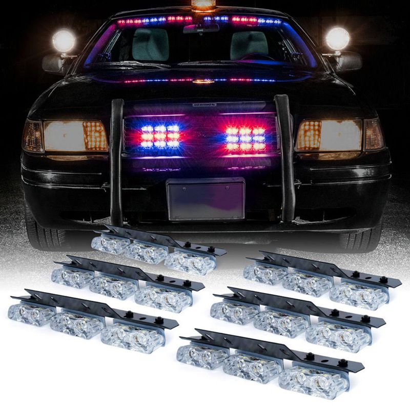 USA ONLY 36 LED Patrol Series Red Blue Grille Strobe Light Set