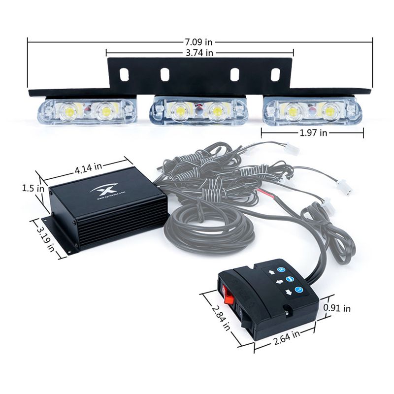 USA ONLY 36 LED Patrol Series Red Blue Grille Strobe Light Set
