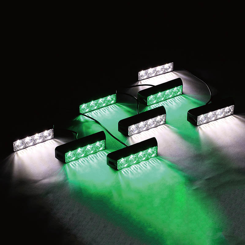 USA ONLY Green/White G1 Series 8 LED Hide A Way Emergency Strobe Light Set