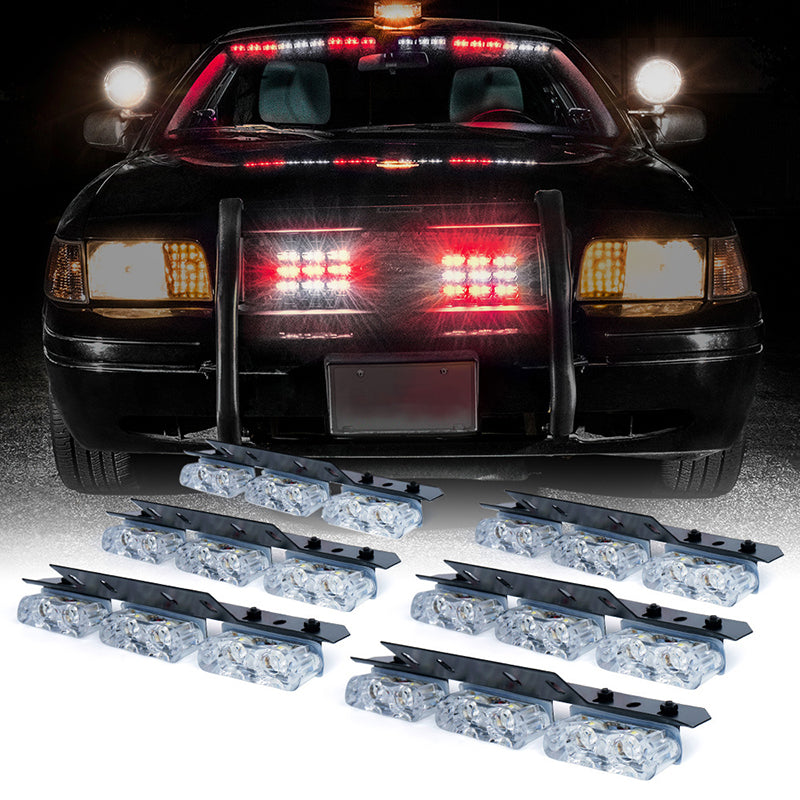 USA ONLY LED Patrol Series White Red Grille Strobe Light Set