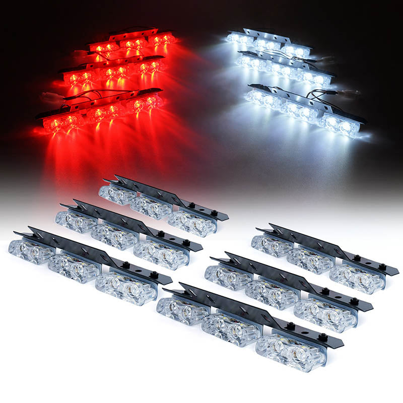 USA ONLY LED Patrol Series White Red Grille Strobe Light Set
