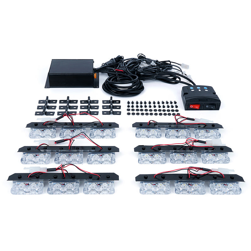 USA ONLY LED Patrol Series White Red Grille Strobe Light Set