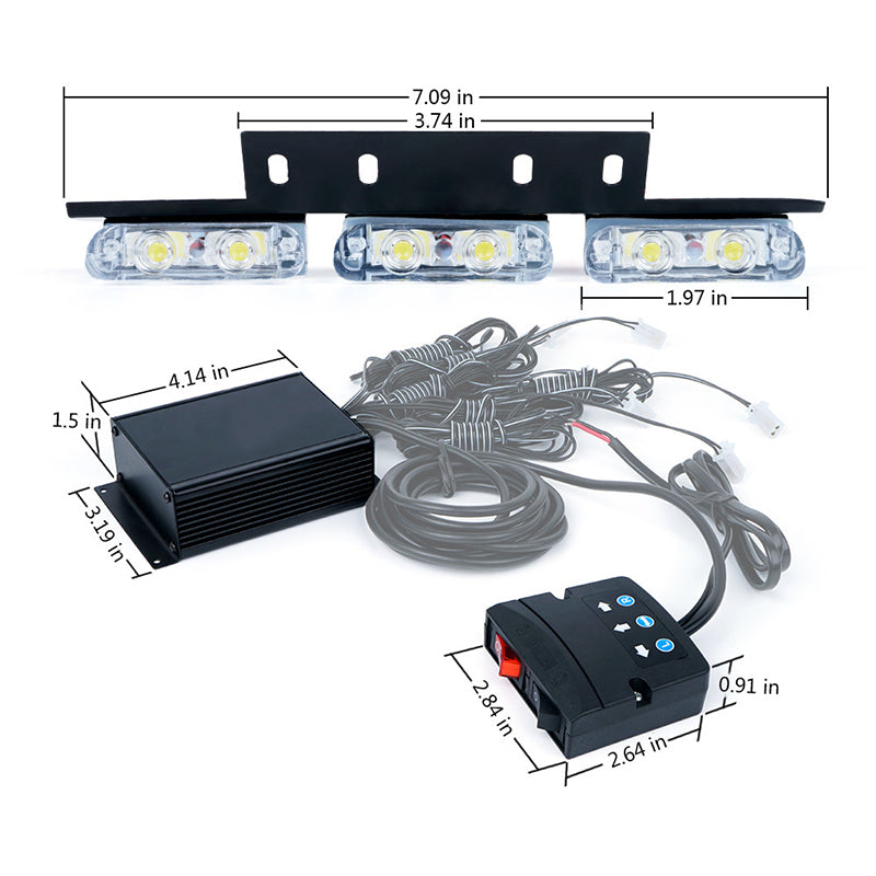 USA ONLY LED Patrol Series White Red Grille Strobe Light Set
