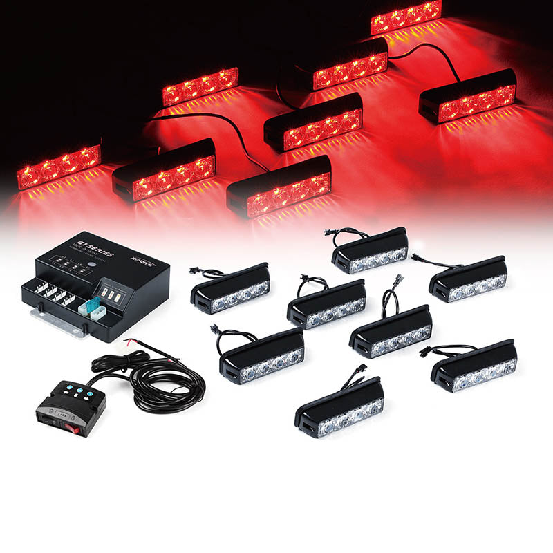 USA ONLY Red G1 Series 8 LED Hide A Way Emergency Strobe Light Set