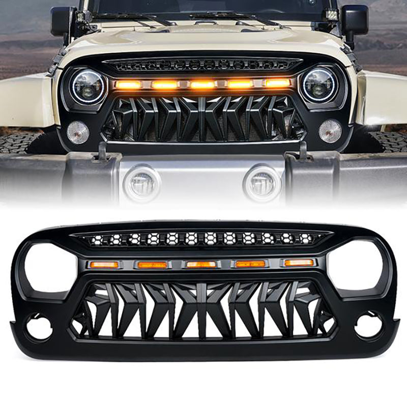 Venom Series Replacement Grille with LED Running Lights for Jeep Wrangler 2007-2018 JK