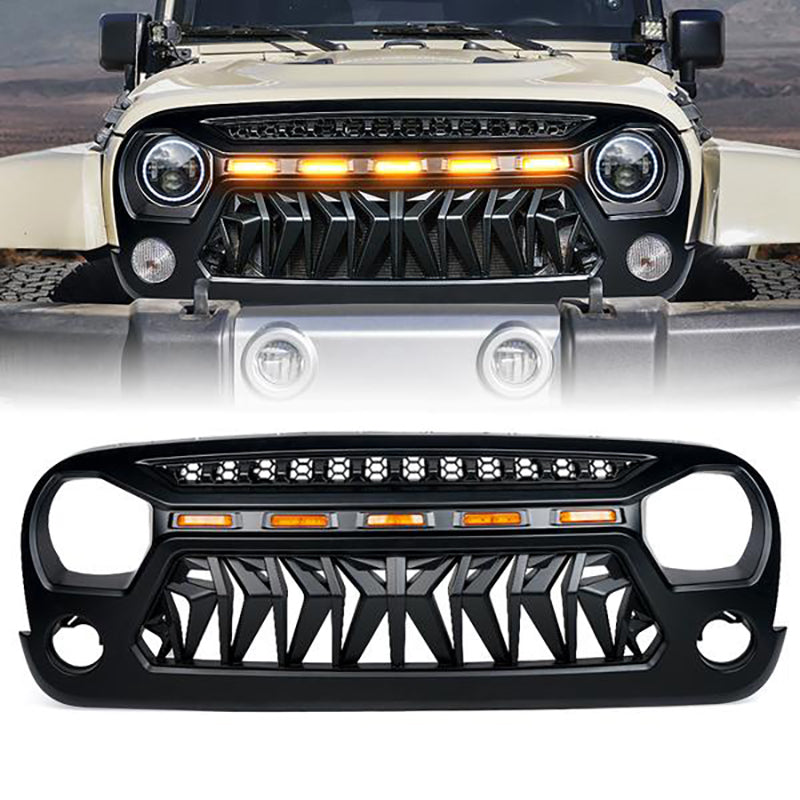 Venom Series Replacement Grille with LED Running Lights for Jeep Wrangler 2007-2018 JK