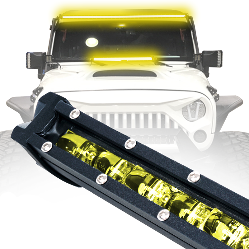 50'' Yellow Flood Beam LED Light Bar For Jeep Wrangler