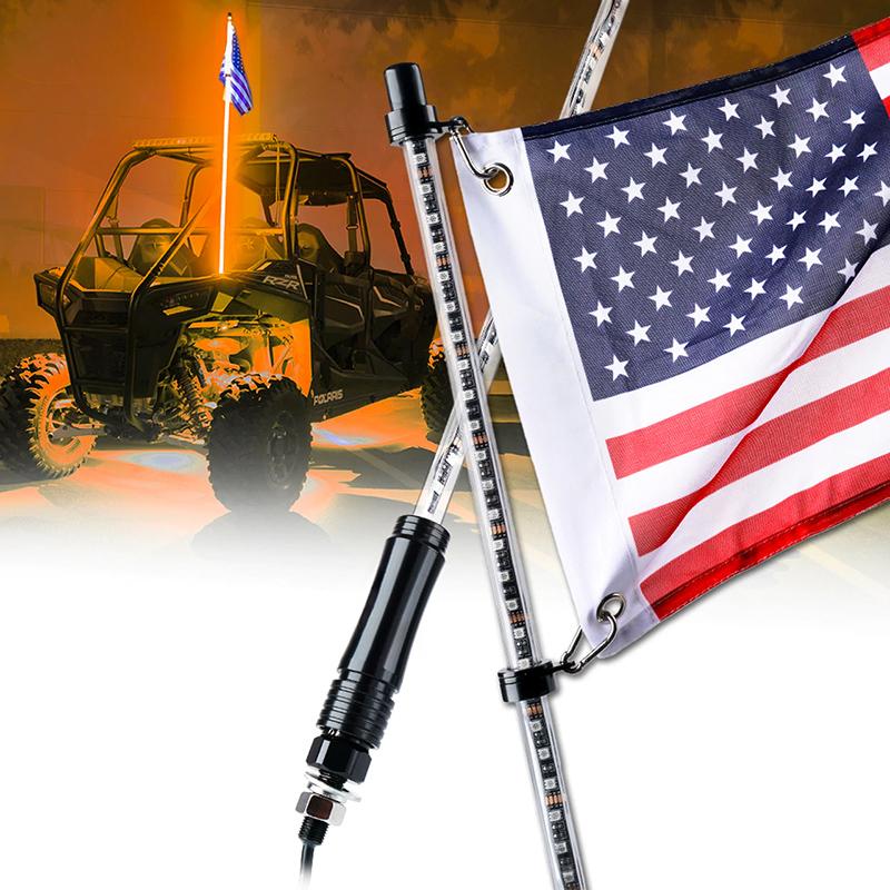 Single 7 Color LED Flag Pole Antenna Whip Lights