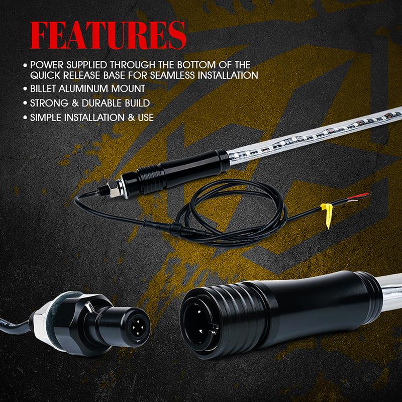 Single 7 Color LED Flag Pole Antenna Whip Lights