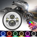 Indian Motorcycle 7" LED Headlights with RGB Halo App Or Remote Control
