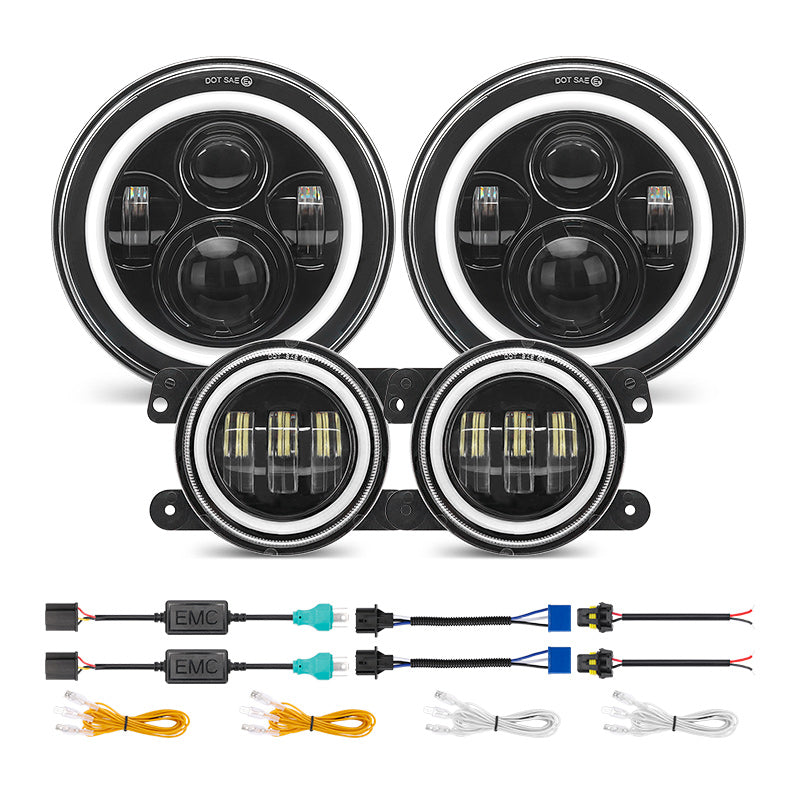 JK LED Halo Headlights and Fog Lights