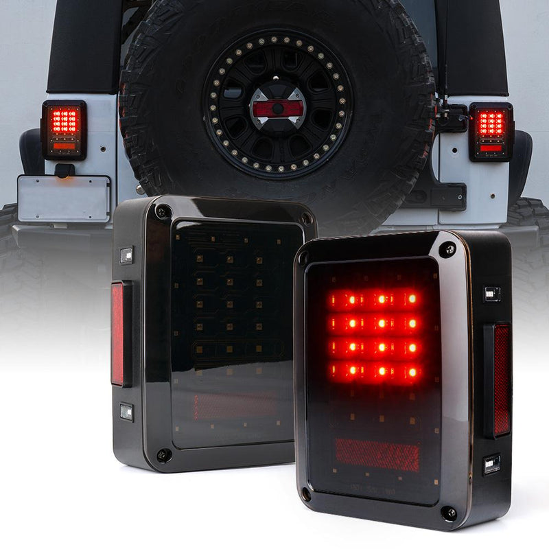 7" 75W LED Headlight DRL & Smoked LED Tail Lights for Jeep Wrangler JK