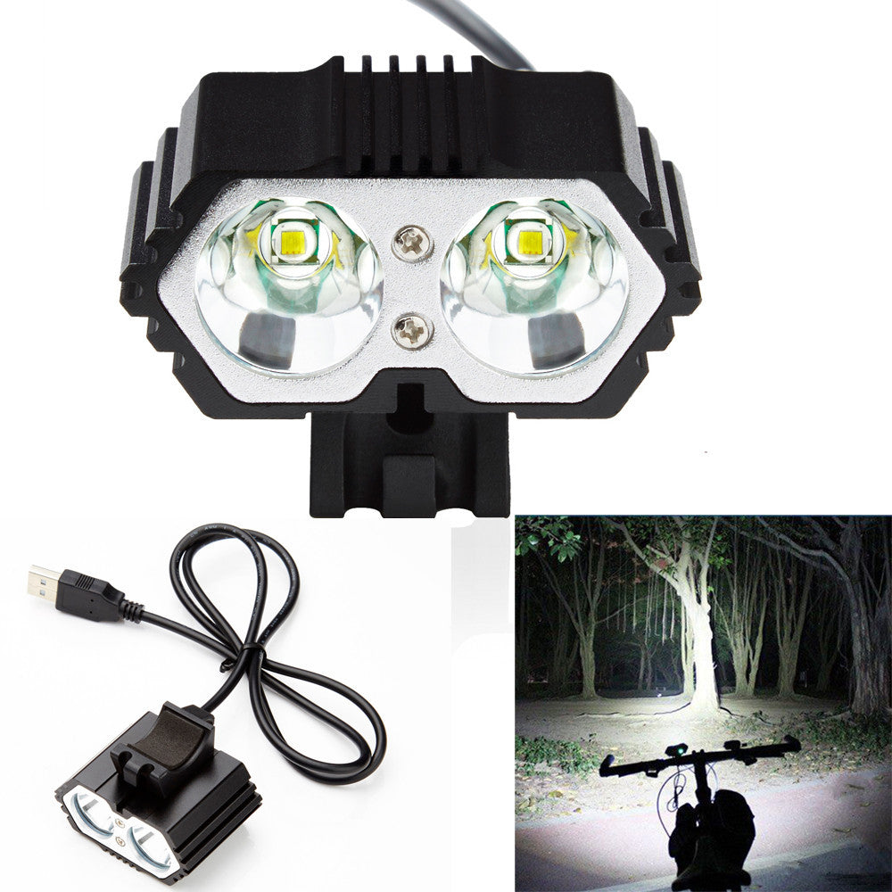 6000LM 2 LED USB Waterproof Lamp Bike Bicycle Headlight Bicycle Accessories - LED Factory Mart