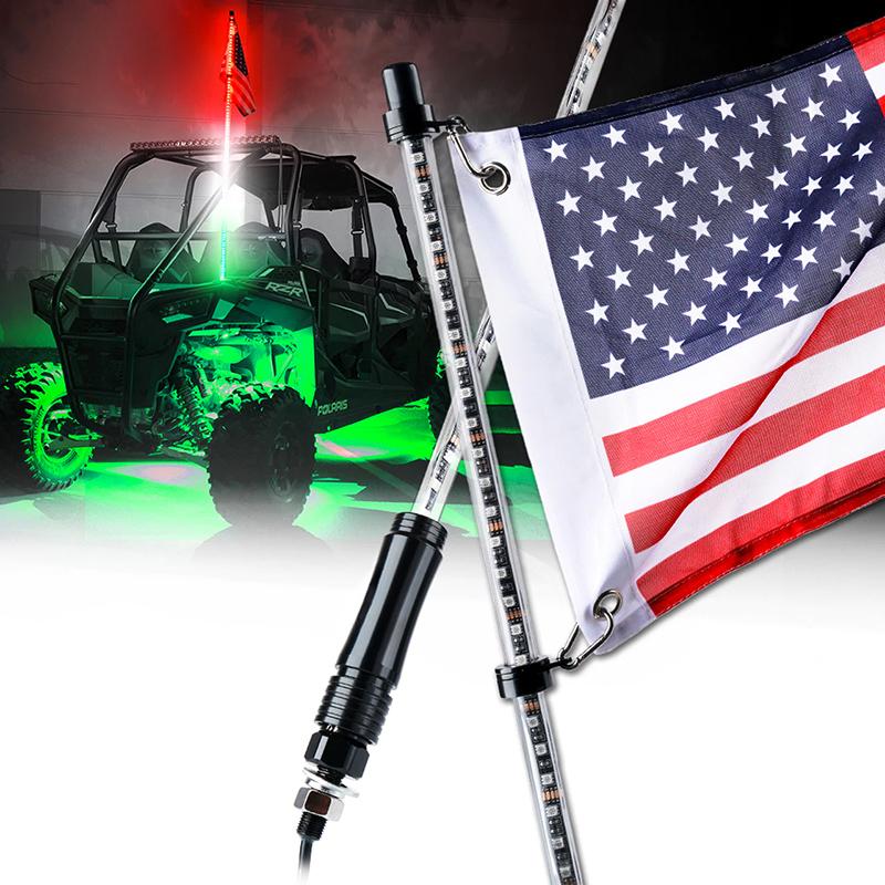 Single 7 Color LED Flag Pole Antenna Whip Lights