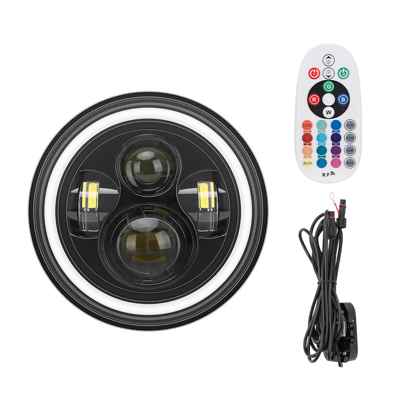 Indian Motorcycle 7" LED Headlights with RGB Halo App Or Remote Control