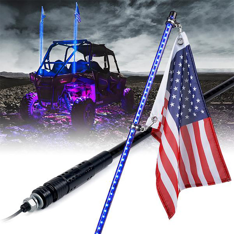 Raven Series 5ft LED Smoked Whip Light with U.S. Flag