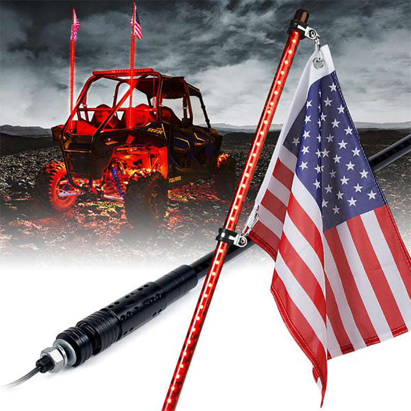 Raven Series 5ft LED Smoked Whip Light with U.S. Flag