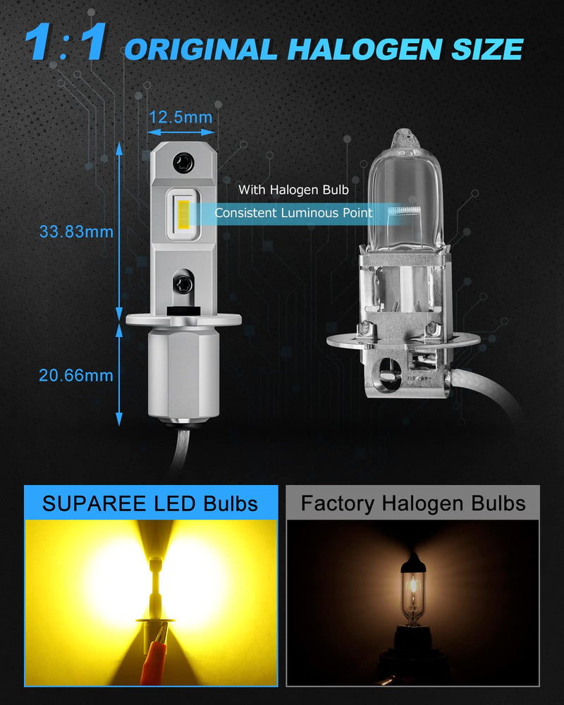 LED Fog Light Bulbs H3 LED Fog Light Bulbs 3000K Yellow with Bright CSP Chips