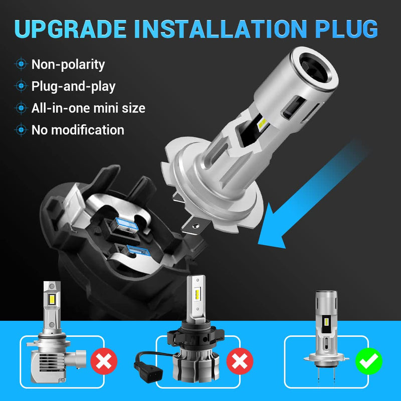H7 LED Headlight Bulbs 6500K White Super Bright