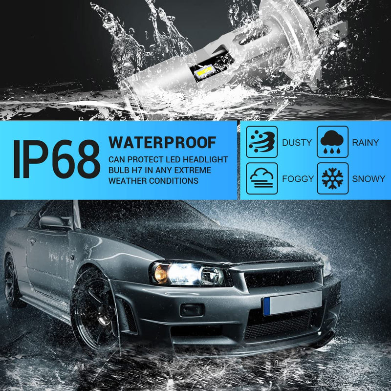 H7 LED Headlight Bulbs 6500K White Super Bright