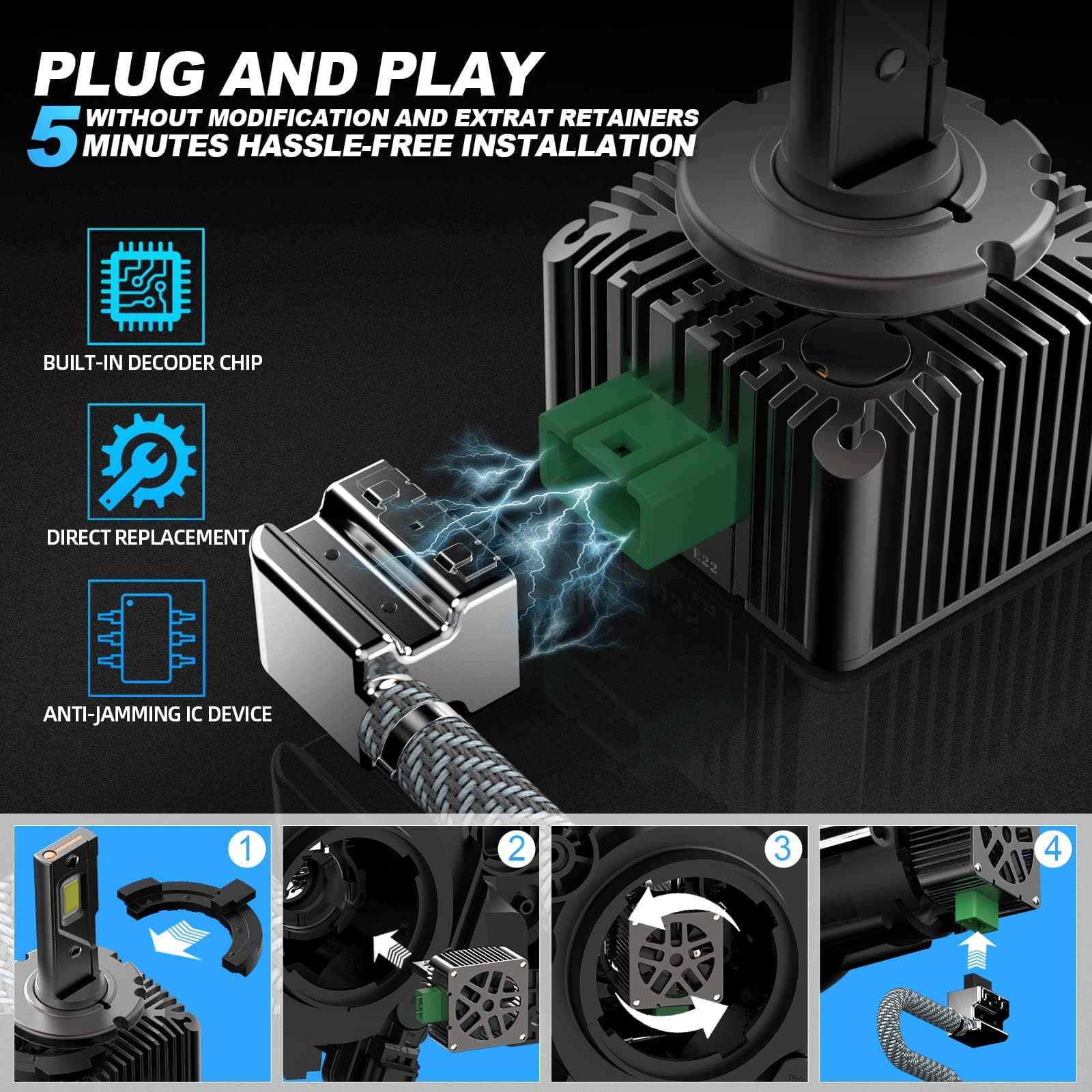 D3S D3R D3C LED Headlight Bulbs Plug and Play